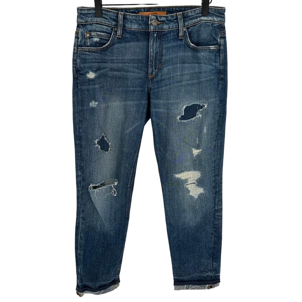 Joes Jeans The Billie Ankle Boyfriend Jeans Womens 26 Blue Distressed Mid Rise M